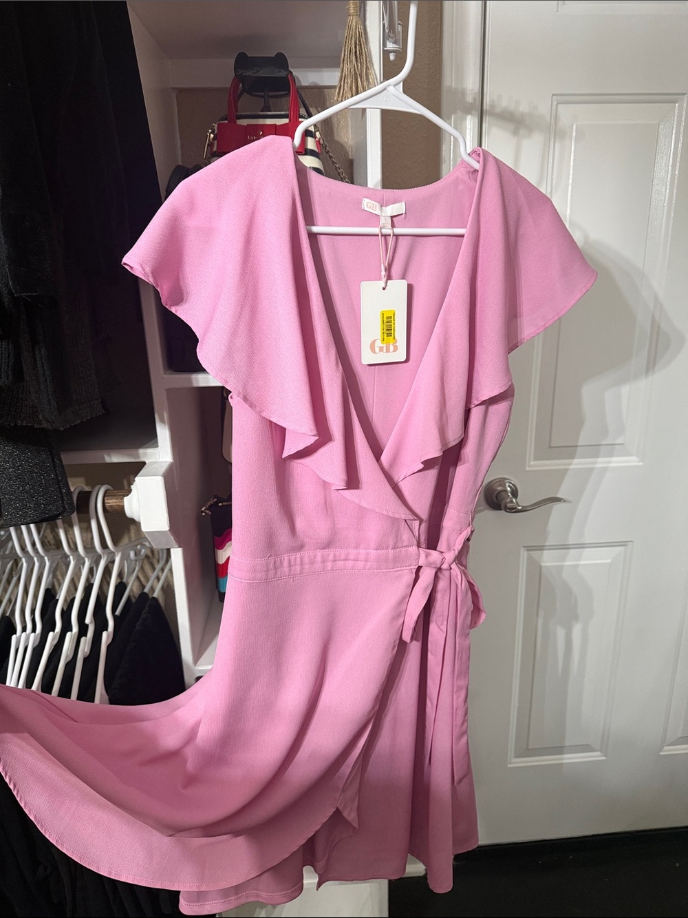 GB Pink Ruffle Wrap Dress - juniors’s Elegant Daywear
